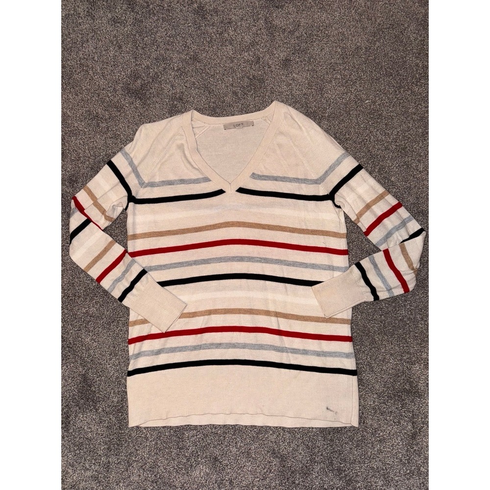 LOFT Women's Multicolored V-Neck Sweater - Small‎
